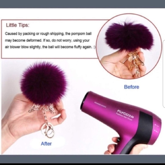 NEW Jeweled Fox pom pom Handbag Charm / Keychain - Picture 2 of 3